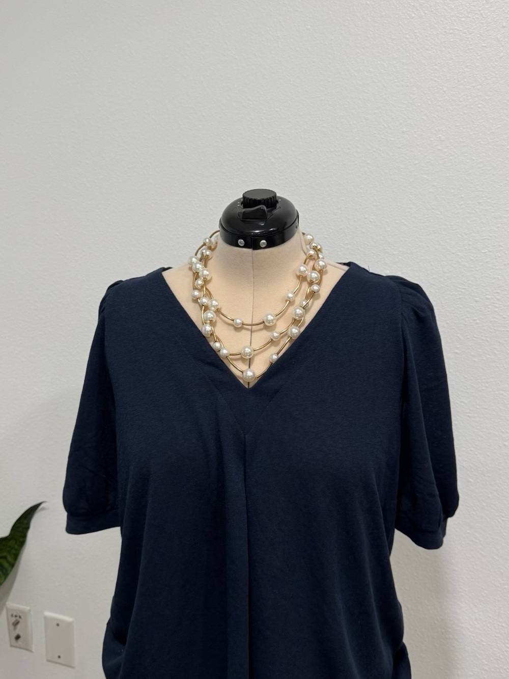 LOFT Navy Short Sleeve V-Neck Tee